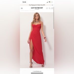 Lucy In The Sky Chiffon Luxe Maxi Dress Red
